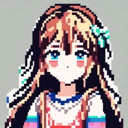 Create a pixel art image of an anime-style girl for use as a profile picture