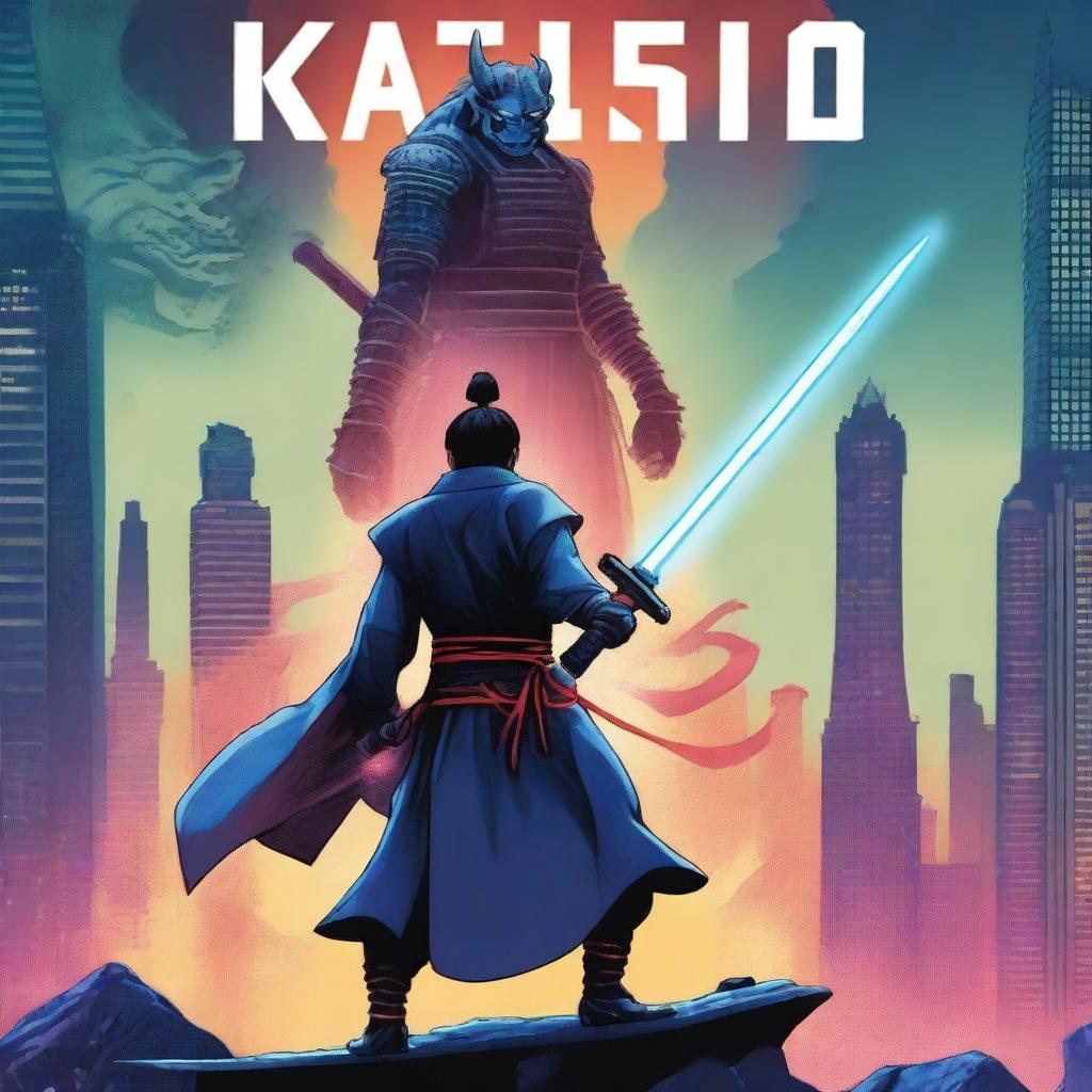 A book cover for a science fiction novel titled 'Katsuro: Blade of Space Sword'