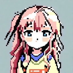 Create a pixel art image of an anime-style girl for use as a profile picture