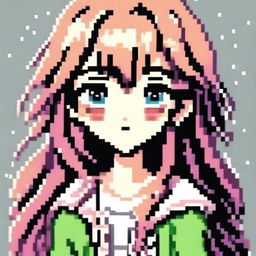 Create a pixel art image of an anime-style girl for use as a profile picture