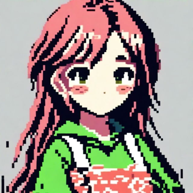 Create a pixel art image of an anime-style girl for use as a profile picture