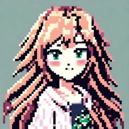 Create a pixel art image of an anime-style girl for use as a profile picture