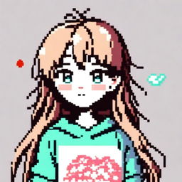 Create a pixel art image of an anime-style girl for use as a profile picture