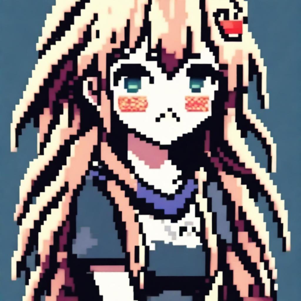 Create a pixel art image of an anime-style girl for use as a profile picture