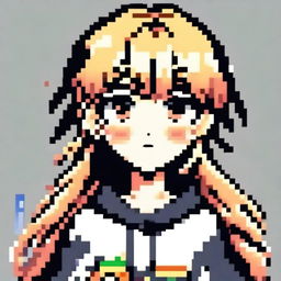 Create a pixel art image of an anime-style girl for use as a profile picture