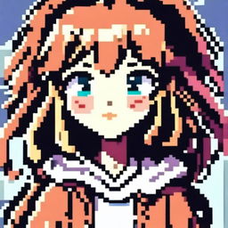 Create a pixel art image of an anime-style girl for use as a profile picture