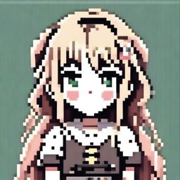 Create a pixel art image of an anime-style girl for use as a profile picture