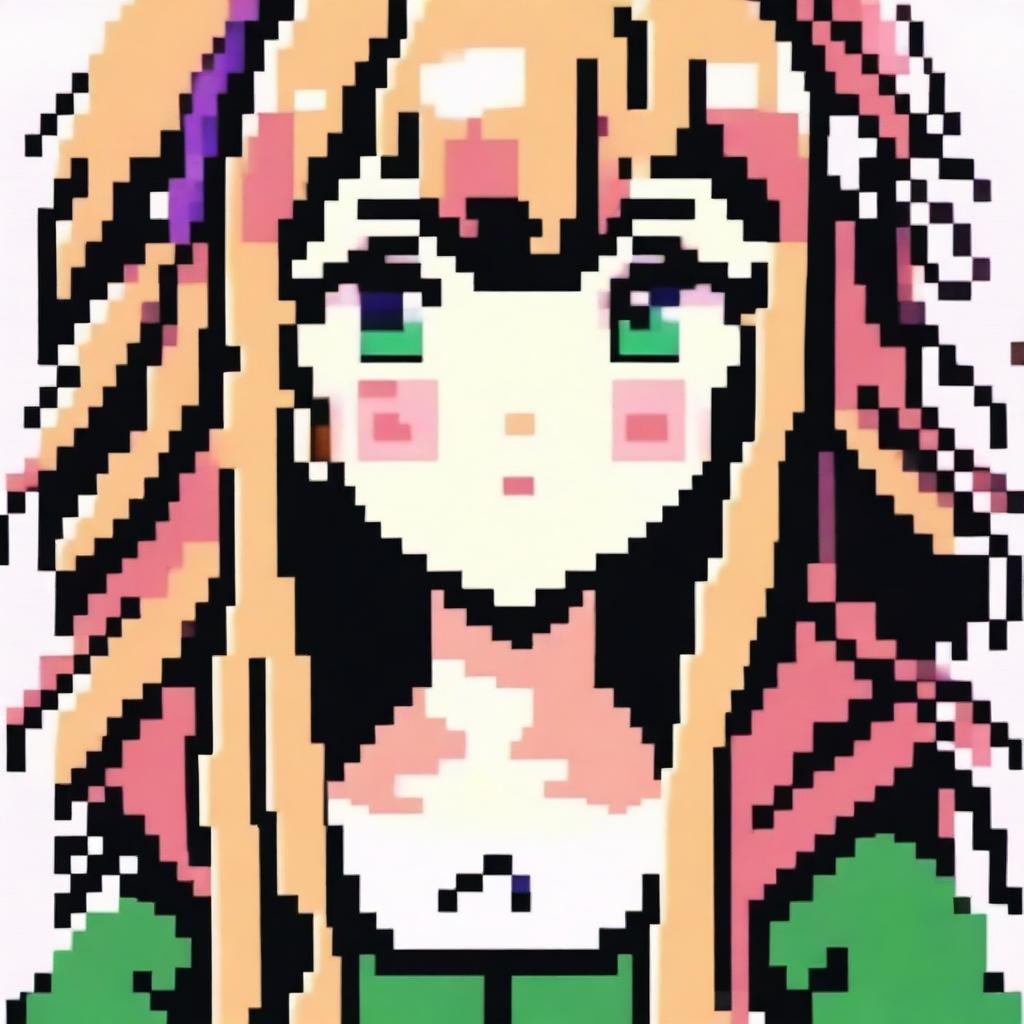 Create a pixel art image of an anime-style girl for use as a profile picture