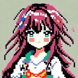 Create a pixel art image of an anime-style girl for use as a profile picture