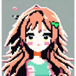 Create a pixel art image of an anime-style girl for use as a profile picture