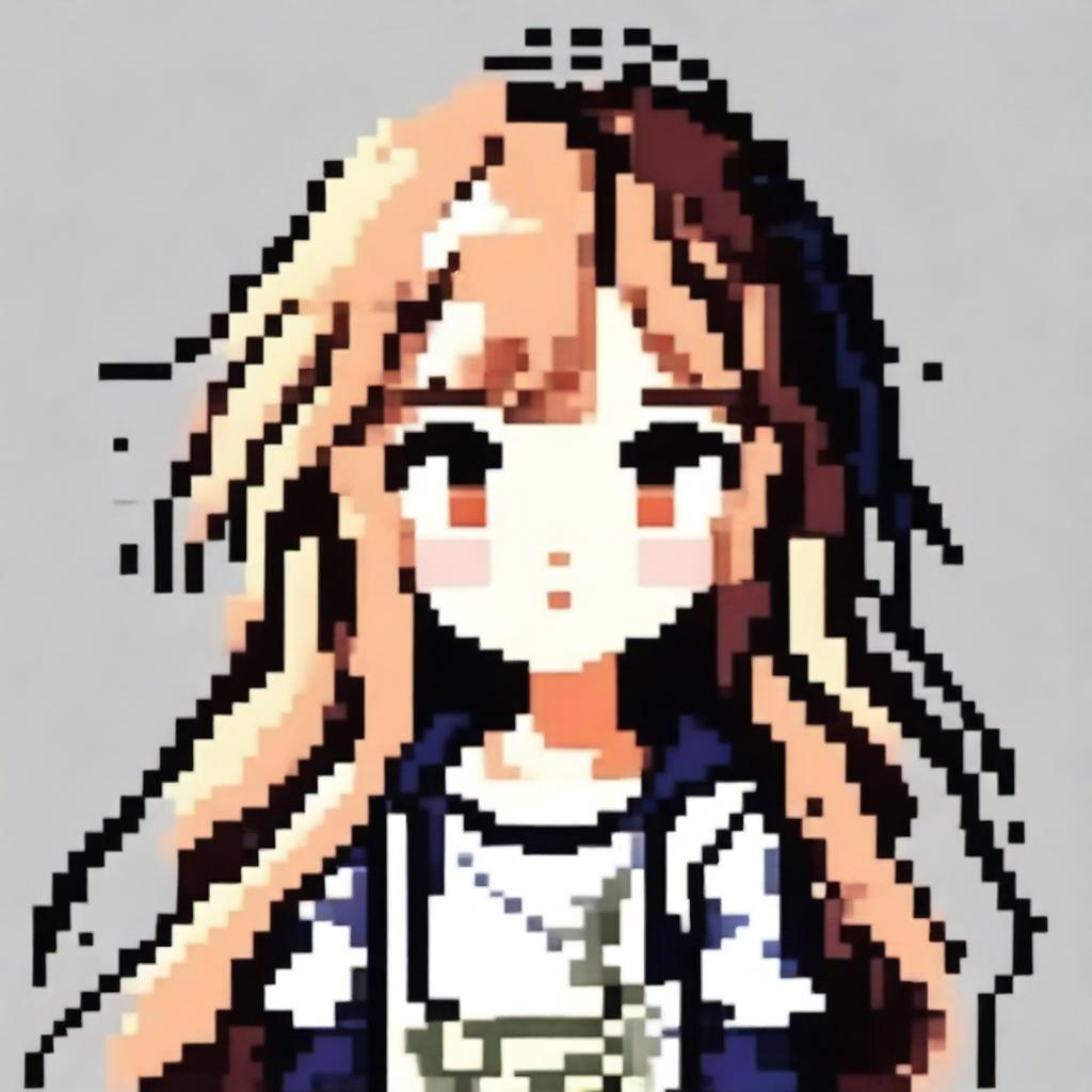 Create a pixel art image of an anime-style girl for use as a profile picture