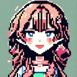 Create a pixel art image of an anime-style girl for use as a profile picture