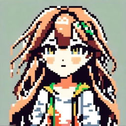 Create a pixel art image of an anime-style girl for use as a profile picture