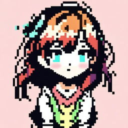 Create a pixel art image of an anime-style girl for use as a profile picture