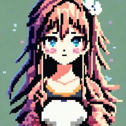 Create a pixel art image of an anime-style girl for use as a profile picture