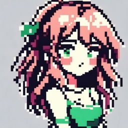 Create a pixel art image of an anime-style girl for use as a profile picture