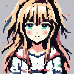 Create a pixel art image of an anime-style girl for use as a profile picture