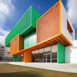 Create a vibrant, modern, and dynamic image of the Francisco Ayala Secondary School building in Granada, Spain