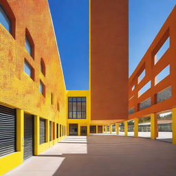 Create a vibrant, modern, and dynamic image of the Francisco Ayala Secondary School building in Granada, Spain