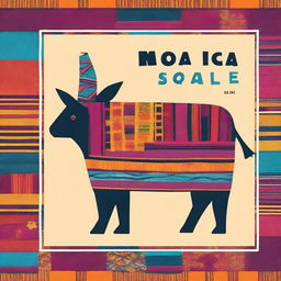 Create a square book cover inspired by Inca textiles from Peru, specifically Ayacucho