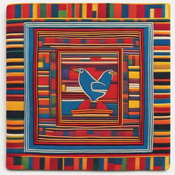 Create a square book cover inspired by Inca textiles from Peru, specifically Ayacucho