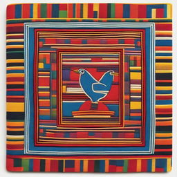 Create a square book cover inspired by Inca textiles from Peru, specifically Ayacucho