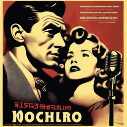 A young singer and his daughter featured on a vintage film noir movie poster