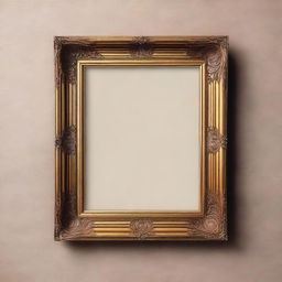 A high-quality vintage art frame mockup, featuring an ornate, antique wooden frame with intricate carvings and a blank canvas in the center