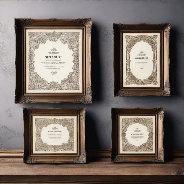 A high-quality vintage art frame mockup in sizes 5"x7", 6"x8", and 11"x14"