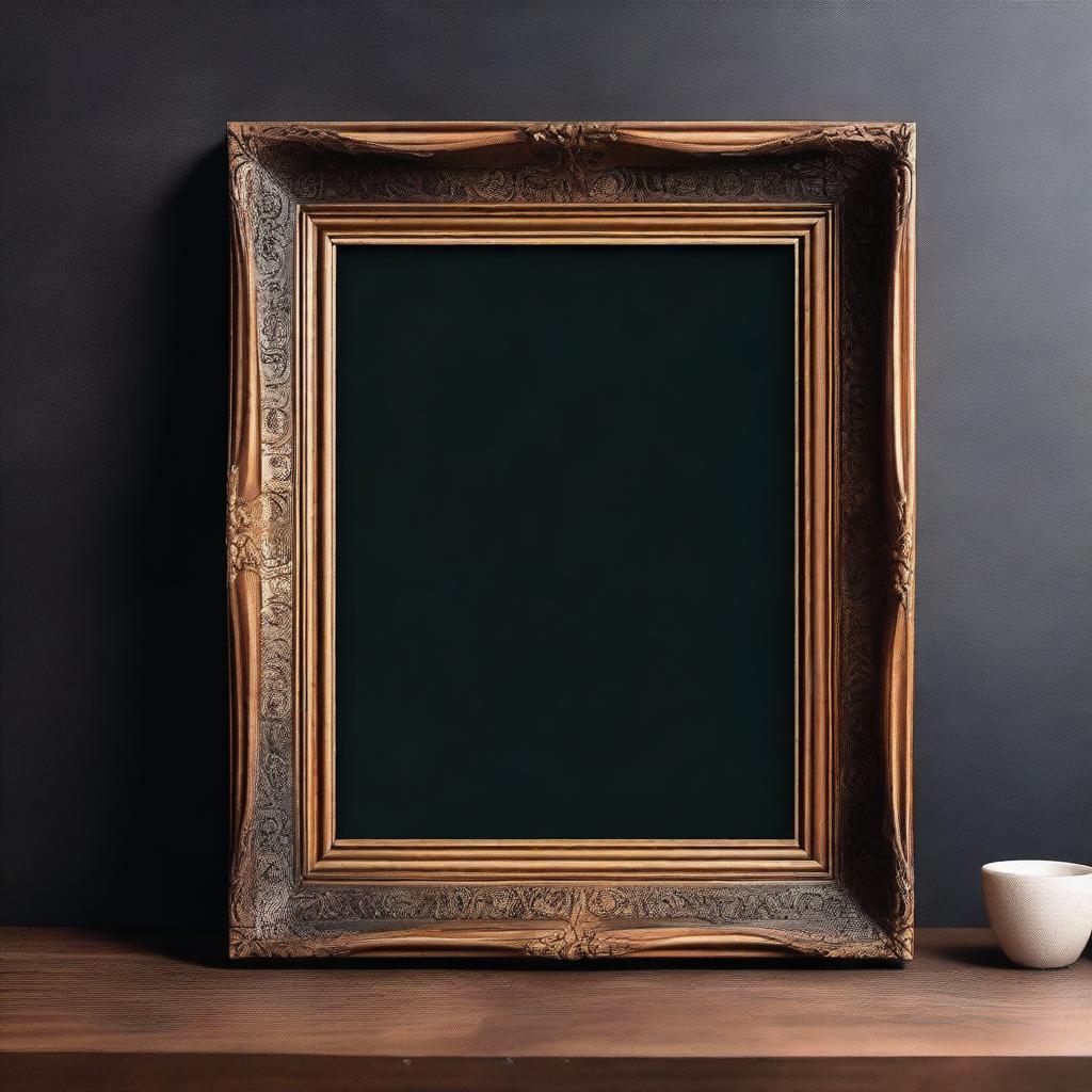 A high-quality vintage art frame mockup for a small desk frame size 5"x7"