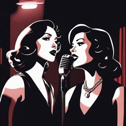 A realistic film noir poster featuring a young woman singer and her daughter