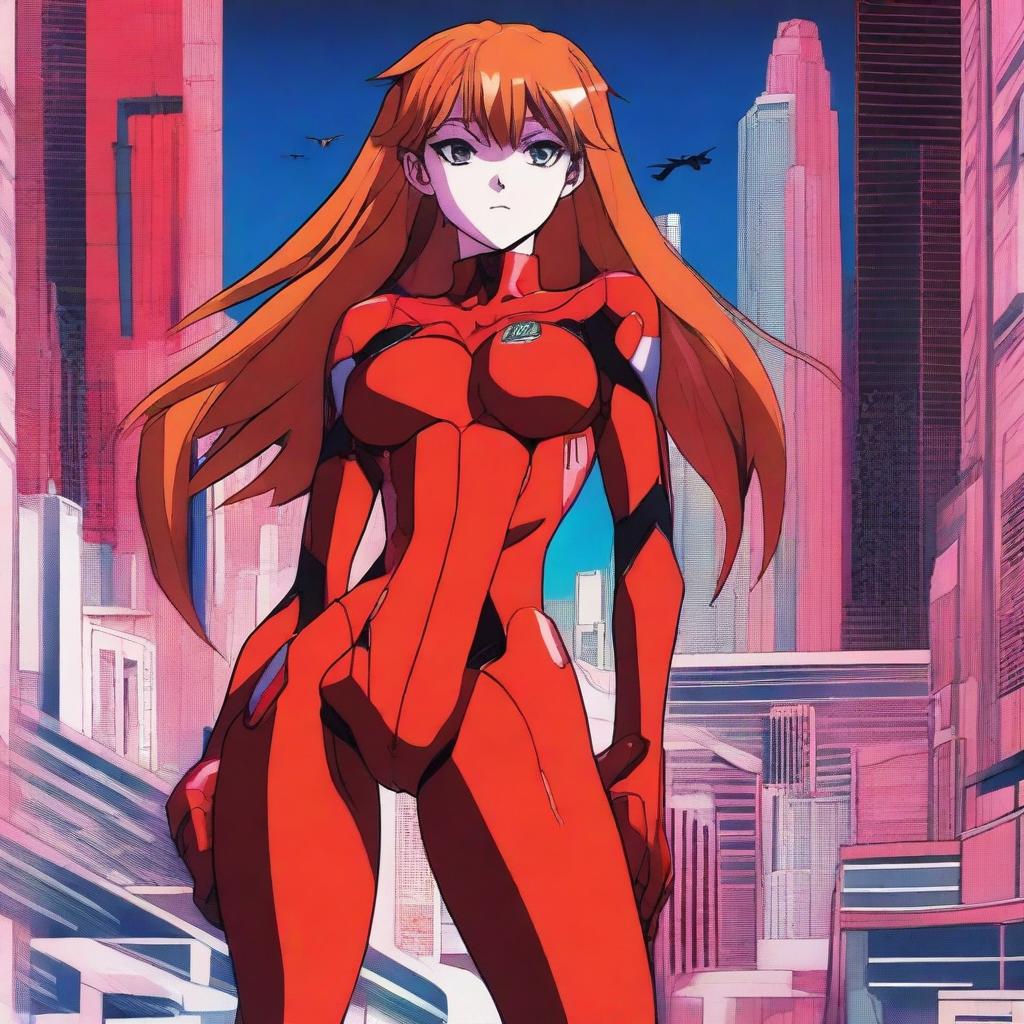 A detailed illustration of Asuka Langley Soryu, a character from the anime Neon Genesis Evangelion