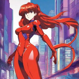 A detailed illustration of Asuka Langley Soryu, a character from the anime Neon Genesis Evangelion