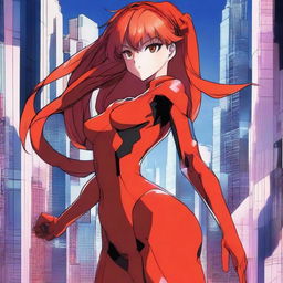 A detailed illustration of Asuka Langley Soryu, a character from the anime Neon Genesis Evangelion