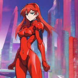 A detailed illustration of Asuka Langley Soryu, a character from the anime Neon Genesis Evangelion