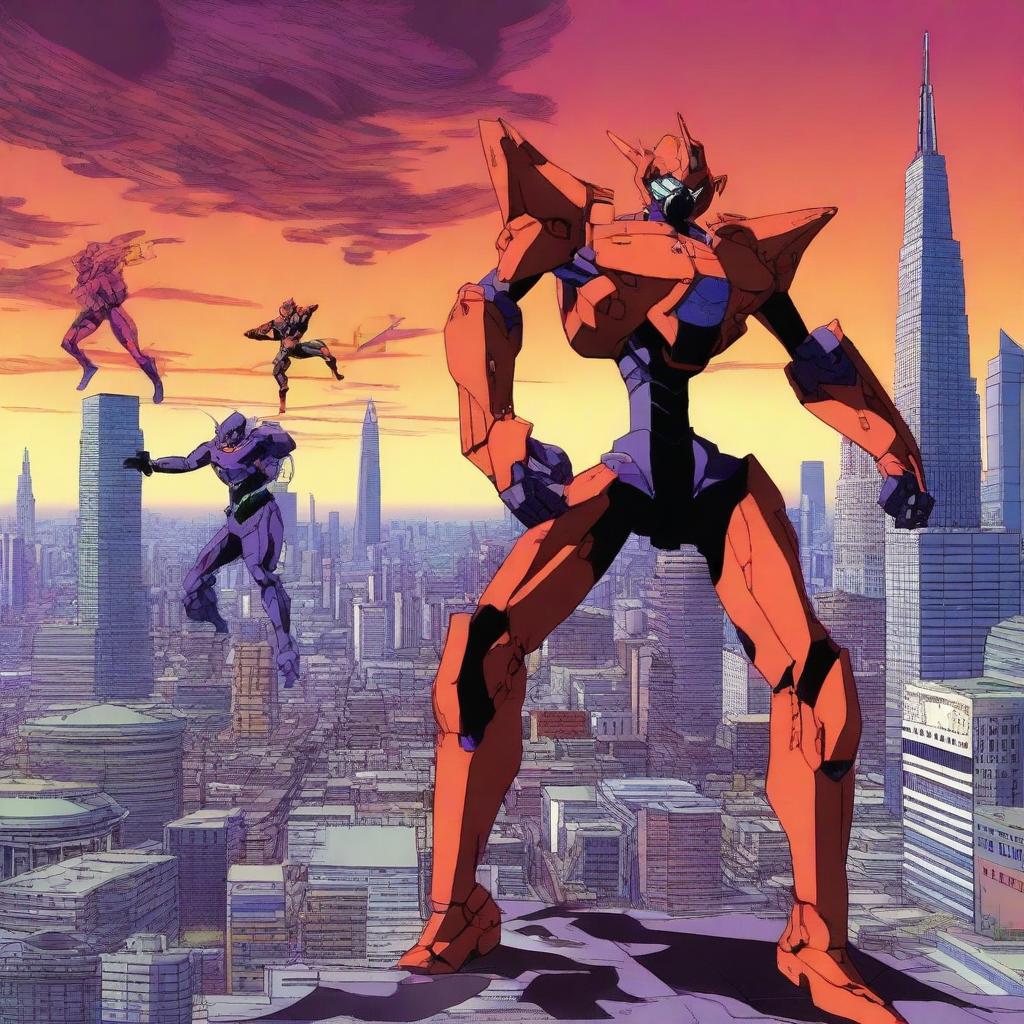 A detailed illustration inspired by the anime Neon Genesis Evangelion