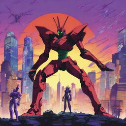 A detailed illustration inspired by the anime Neon Genesis Evangelion