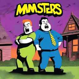 Create a movie poster for a buddy comedy/horror movie titled 'Monsters vs