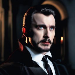 Create an image of Chris Evans portrayed as Dracula