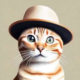 A cute cat wearing a stylish hat