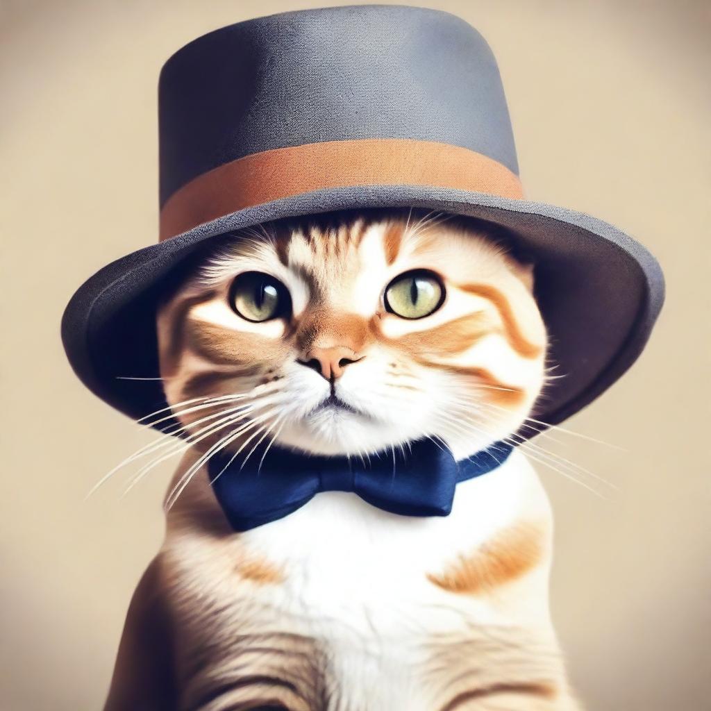 A cute cat wearing a stylish hat