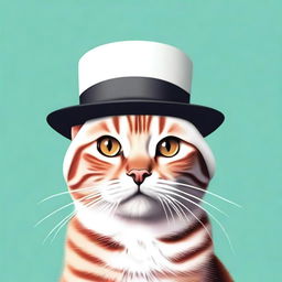 A cute cat wearing a stylish hat