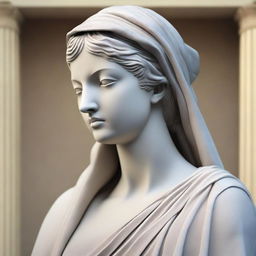 A highly detailed and realistic image of a Greek veiled female statue