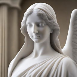 A highly detailed and realistic image of a Greek veiled female angel statue