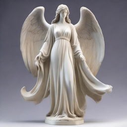 A majestic full-body statue of a Greek veiled female angel