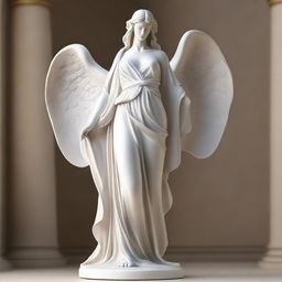 A majestic full-body statue of a Greek veiled female angel