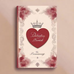 Create a book cover featuring two friends who are in love, with elements of royalty and poetry