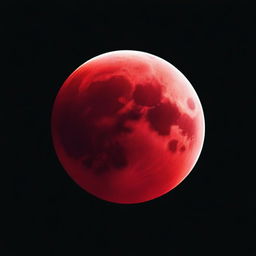 A highly detailed image of a blood moon against a pitch-black background