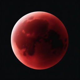 A highly detailed image of a blood moon against a pitch-black background