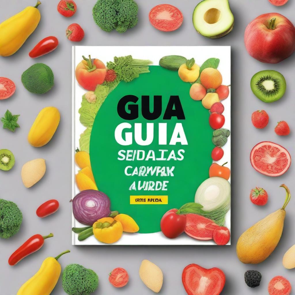 Create a book cover titled 'Guia Completo da Dieta Low Carb: Perca Peso de Forma Saudável'